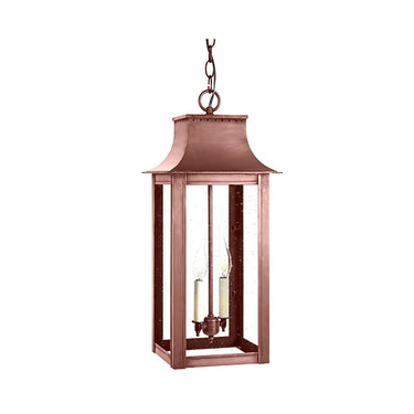 Northeast Lantern 11232-LT2 Coplin Large Square Pagoda Hanging 2 Light Candelabra Sockets Clear Glass 36" Chain 5