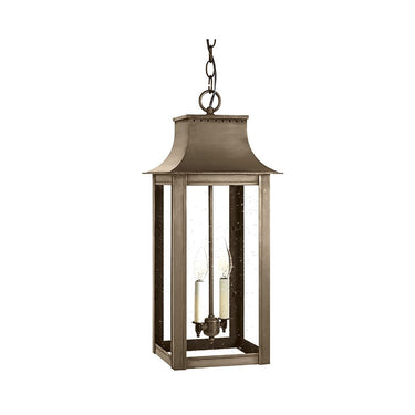 Northeast Lantern 11232-LT2 Coplin Large Square Pagoda Hanging 2 Light Candelabra Sockets Clear Glass 36" Chain 8