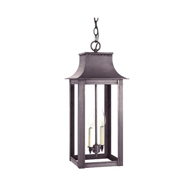 Northeast Lantern 11232-LT2 Coplin Large Square Pagoda Hanging 2 Light Candelabra Sockets Clear Glass 36" Chain 10
