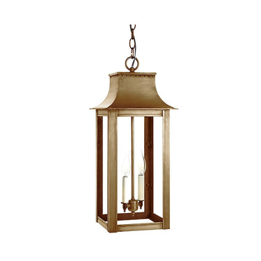 Northeast Lantern 11232-LT2 Coplin Large Square Pagoda Hanging 2 Light Candelabra Sockets Clear Glass 36" Chain 1