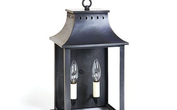 Northeast Lantern 11311-LT2 Rockland Small Square Pagoda Wall 2 Light Candelabra Sockets - Crescent Harbor