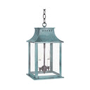 Northeast Lantern 11312-LT2 Rockland Small Square Pagoda Hanging 2 Light Candelabra Sockets Clear Glass 36" Chain 14