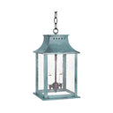 Northeast Lantern 11312-LT2 Rockland Small Square Pagoda Hanging 2 Light Candelabra Sockets Clear Glass 36" Chain 15