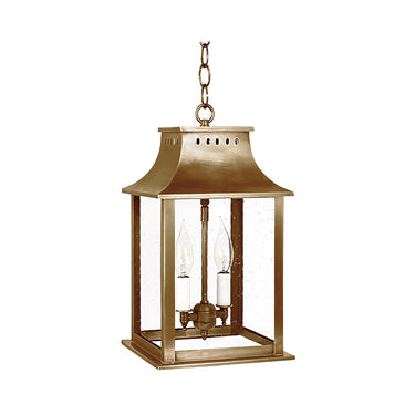Northeast Lantern 11312-LT2 Rockland Small Square Pagoda Hanging 2 Light Candelabra Sockets Clear Glass 36" Chain 2