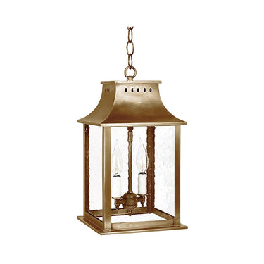 Northeast Lantern 11312-LT2 Rockland Small Square Pagoda Hanging 2 Light Candelabra Sockets Clear Glass 36" Chain 3