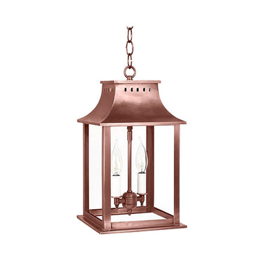 Northeast Lantern 11312-LT2 Rockland Small Square Pagoda Hanging 2 Light Candelabra Sockets Clear Glass 36" Chain 4