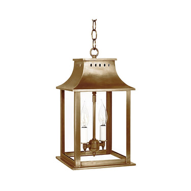 Northeast Lantern 11312-LT2 Rockland Small Square Pagoda Hanging 2 Light Candelabra Sockets Clear Glass 36" Chain 1