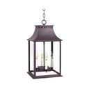 Northeast Lantern 11332-LT4 Rockland Large Square Pagoda Hanging 4 Light Candelabra Sockets Clear Glass 36" Chain 11