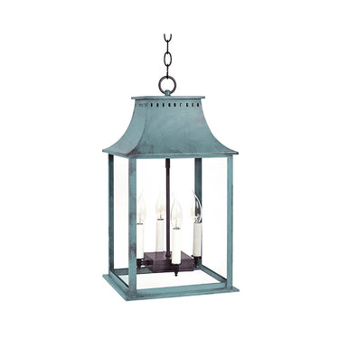 Northeast Lantern 11332-LT4 Rockland Large Square Pagoda Hanging 4 Light Candelabra Sockets Clear Glass 36" Chain 13