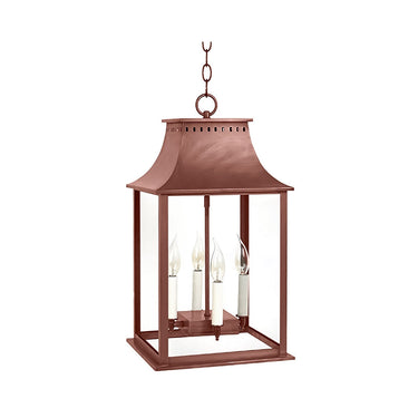 Northeast Lantern 11332-LT4 Rockland Large Square Pagoda Hanging 4 Light Candelabra Sockets Clear Glass 36" Chain 4