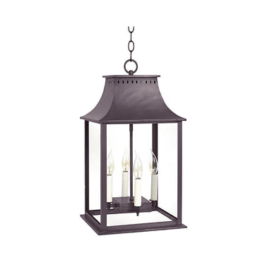 Northeast Lantern 11332-LT4 Rockland Large Square Pagoda Hanging 4 Light Candelabra Sockets Clear Glass 36" Chain 10