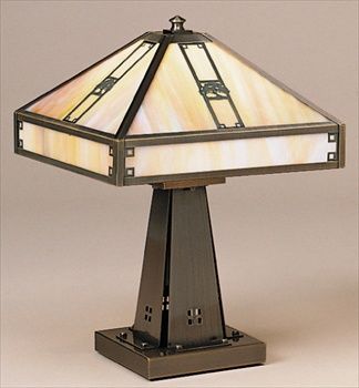 PTL-11 Arroyo Craftsman Pasadena Small Table Lamp with Oak Tree Overlay - Crescent Harbor