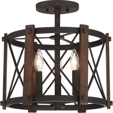 Quoizel BRO1715MK Baron 3 Light Semi-Flush Mount in Marcado Black - Crescent Harbor