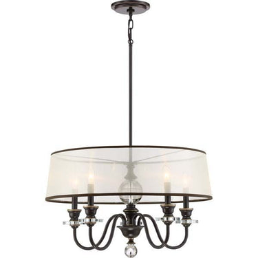 Quoizel CRY5005PN Ceremony 5 Light Chandelier in Palladian Bronze - Crescent Harbor
