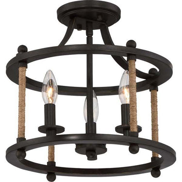 Quoizel FTR1713IB Frontier 3 Light Semi-Flush Mount in Imperial Bronze - Crescent Harbor