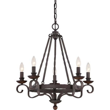 Quoizel NBE5005RK Noble 5 Light Chandelier in Rustic Black - Crescent Harbor
