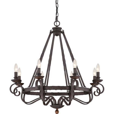 Quoizel NBE5008RK Noble 8 Light Chandelier in Rustic Black - Crescent Harbor