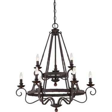 Quoizel NBE5009RK Noble 9 Light Chandelier in Rustic Black - Crescent Harbor
