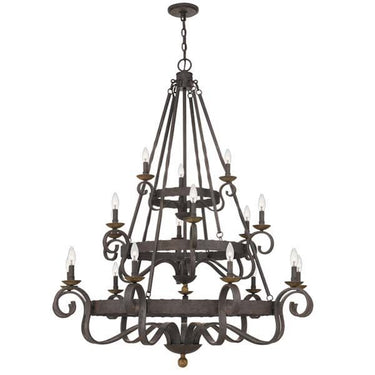 Quoizel NBE5018RK Noble 18 Light Chandelier in Rustic Black - Crescent Harbor