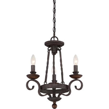 Quoizel NBE5303RK Noble 3 Light Chandelier in Rustic Black - Crescent Harbor