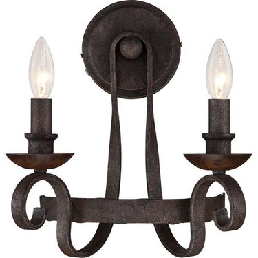 Quoizel NBE8702RK Noble 2 Light Wall Sconce in Rustic Black - Crescent Harbor