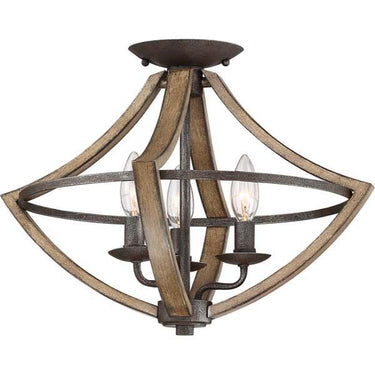 Quoizel SHR1716RK Shire 3 Light Flush Mount in Rustic Black - Crescent Harbor