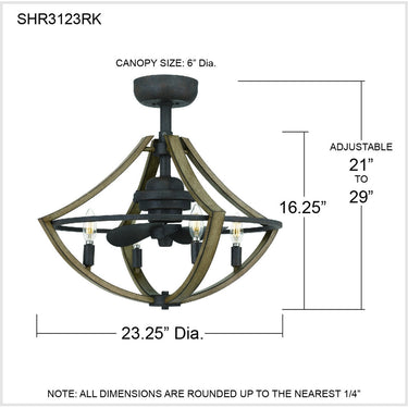 Shire 4 Light Fandelier in Rustic Black 4