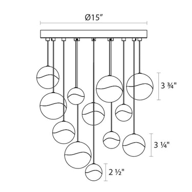 Sonneman 2917-AST Grapes 12-Light Round Assorted LED Pendant 4
