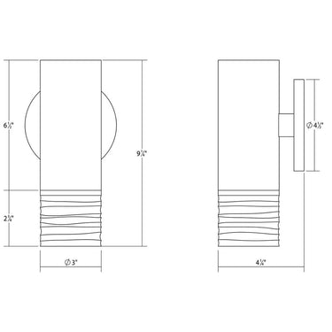 Sonneman 3052 ALC 3" One-Sided LED Sconce w/Etched Ribbon Glass Trim and 25&deg; Narrow Flood Lens 3