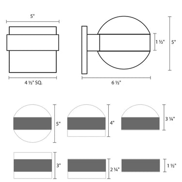 Sonneman 7302-DL.DL Reals Up/Down LED Sconce Dome Lens-White Glass Shade 6