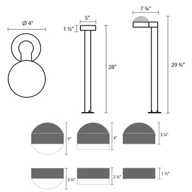 Sonneman 7303-DC.FH Reals 16" LED Bollard Dome Cap / Clear Lens-Clear Glass Shade 5