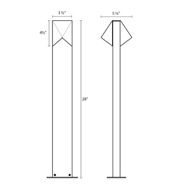 Sonneman 7327 Triform Compact 28" LED Double Bollard in Textured Gray 2