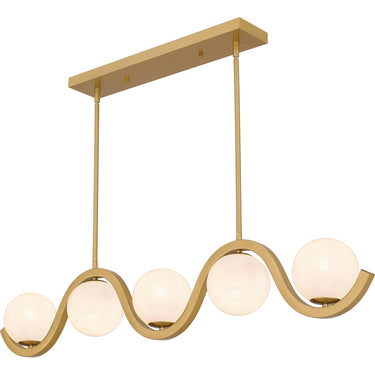Spherical 5 Light Island Light in Aged Brass 7
