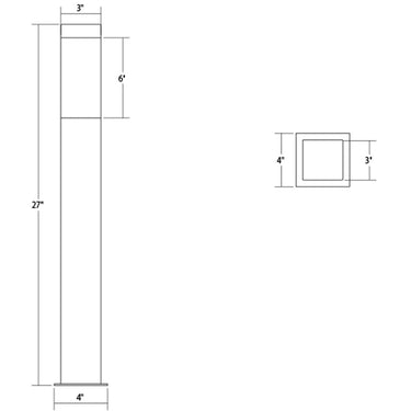 Square Column 28" LED Bollard 3