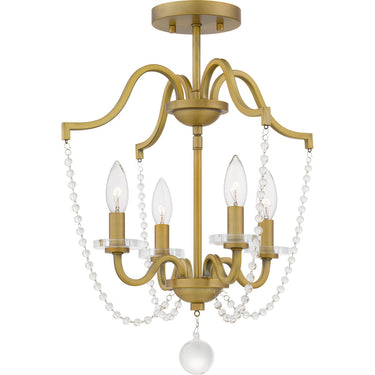 Sunday 4 Light Semi-Flush Mount in Aged Brass 1