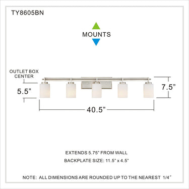Taylor 5 Light Bath Light in Brushed Nickel 5