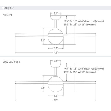 The Modern Fan Company Ball 20W LED Light Fan 24