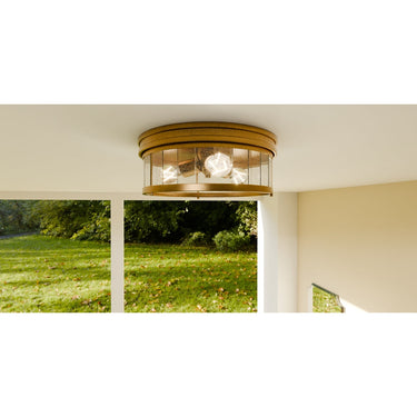 Theodora 3 Light Flush Mount in Weathered Brass 2