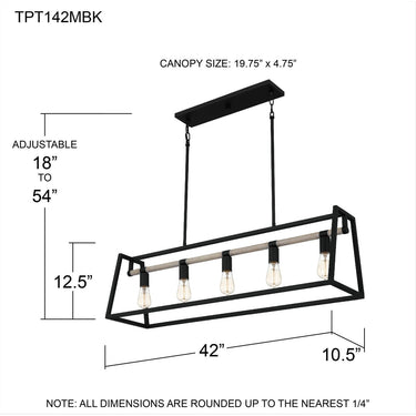 Tippet 5 Light Island Light in Matte Black 2