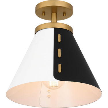 Trette 1 Light Semi-Flush Mount in Brushed Weathered Brass 3