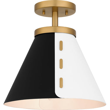 Trette 1 Light Semi-Flush Mount in Brushed Weathered Brass 1