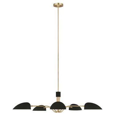 Visual Comfort Studio EC1025MBK Chandelier in Midnight Black / Burnished Brass - Crescent Harbor