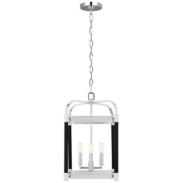 Visual Comfort Studio LC1134PN Small Lantern in Polished Nickel / Black Leather - Crescent Harbor