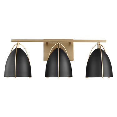 Visual Comfort Studio 4451703-848 Three Light Wall / Bath in Satin Brass / Midnight Black