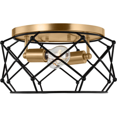 Visual Comfort Studio 7534102-848 Two Light Flush Mount in Satin Brass
