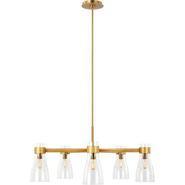 Visual Comfort Studio AEC1005BBS Five Light Chandelier in Burnished Brass