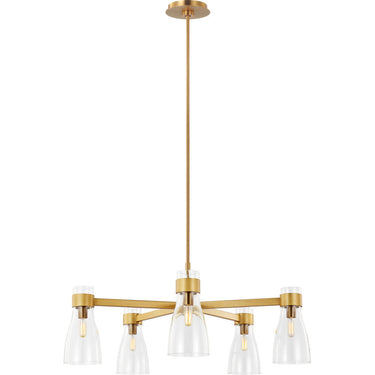 Visual Comfort Studio AEC1005BBS Five Light Chandelier in Burnished Brass