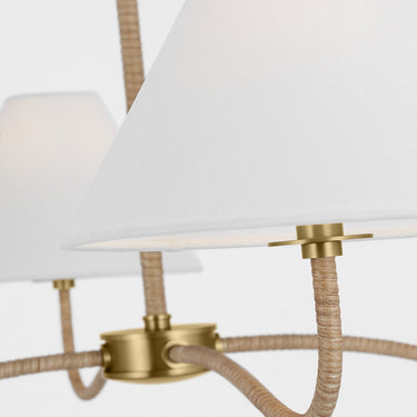 Visual Comfort Studio CC1704BBS Large Chandelier in Burnished Brass / Blonde Rattan