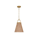 Visual Comfort Studio CP1421BBS Medium Pendant in Burnished Brass / Blonde Rattan