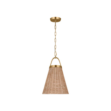 Visual Comfort Studio CP1421BBS Medium Pendant in Burnished Brass / Blonde Rattan